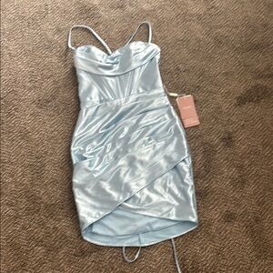 Elegant Light Blue Satin Dress